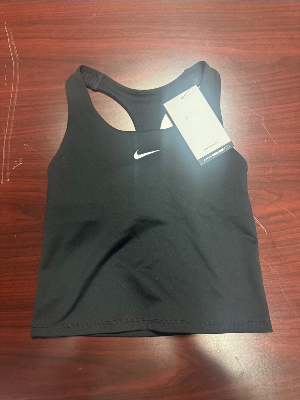 Girls Nike Black Racerback Sports Bra Top with White Swoosh NWT